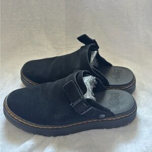 Dr. Martens Women's Black Suede Slide Clogs